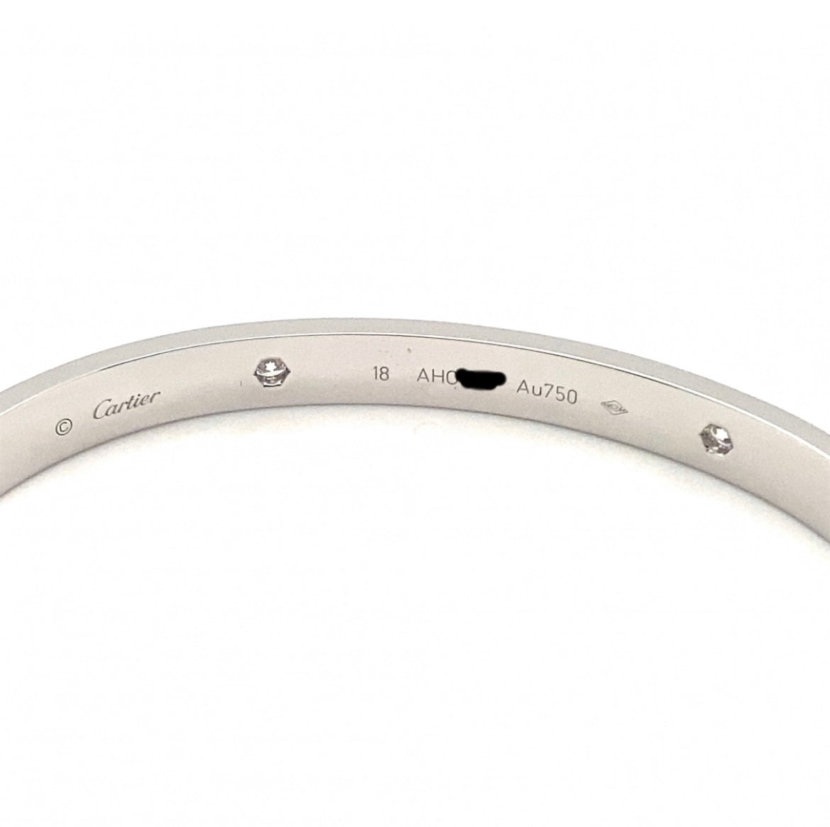 Cartier 18k White Gold 4 Diamonds love bracelet Size 18