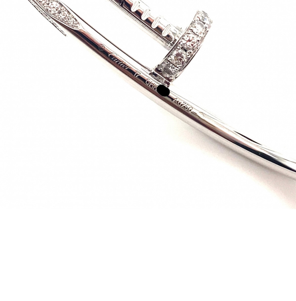 Cartier 18k White Gold Juste Un Clou Diamonds Bracelet Size:17