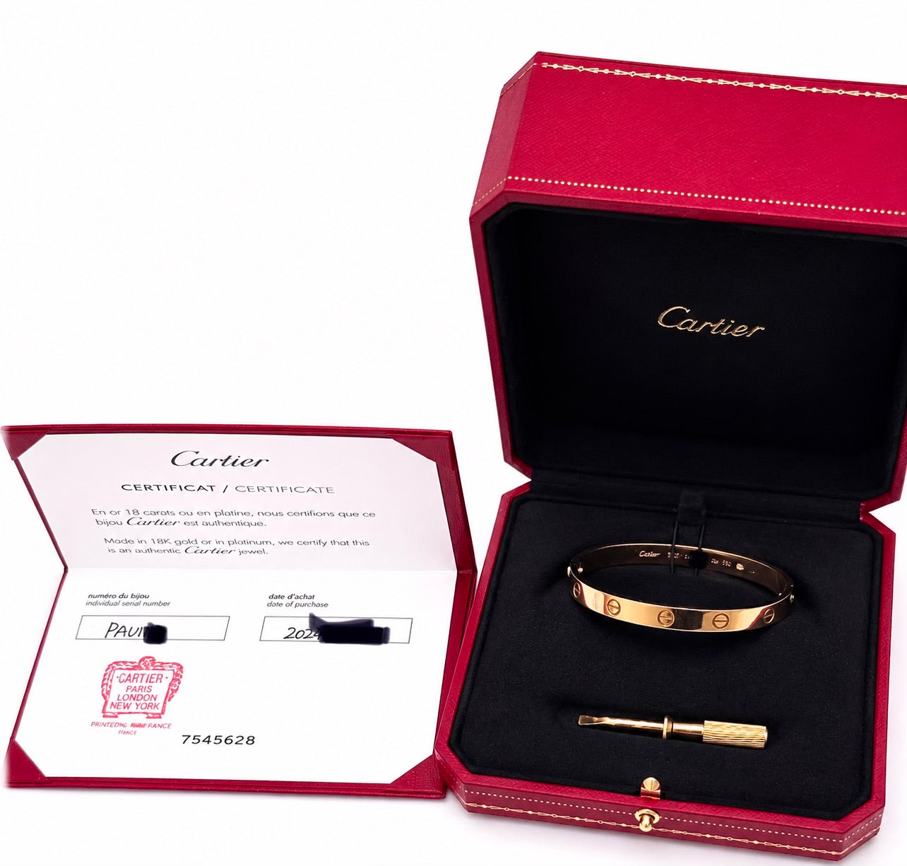 AUTHENTIC CARTIER 18K ROSE GOLD CLASSIC MODEL SIZE 17