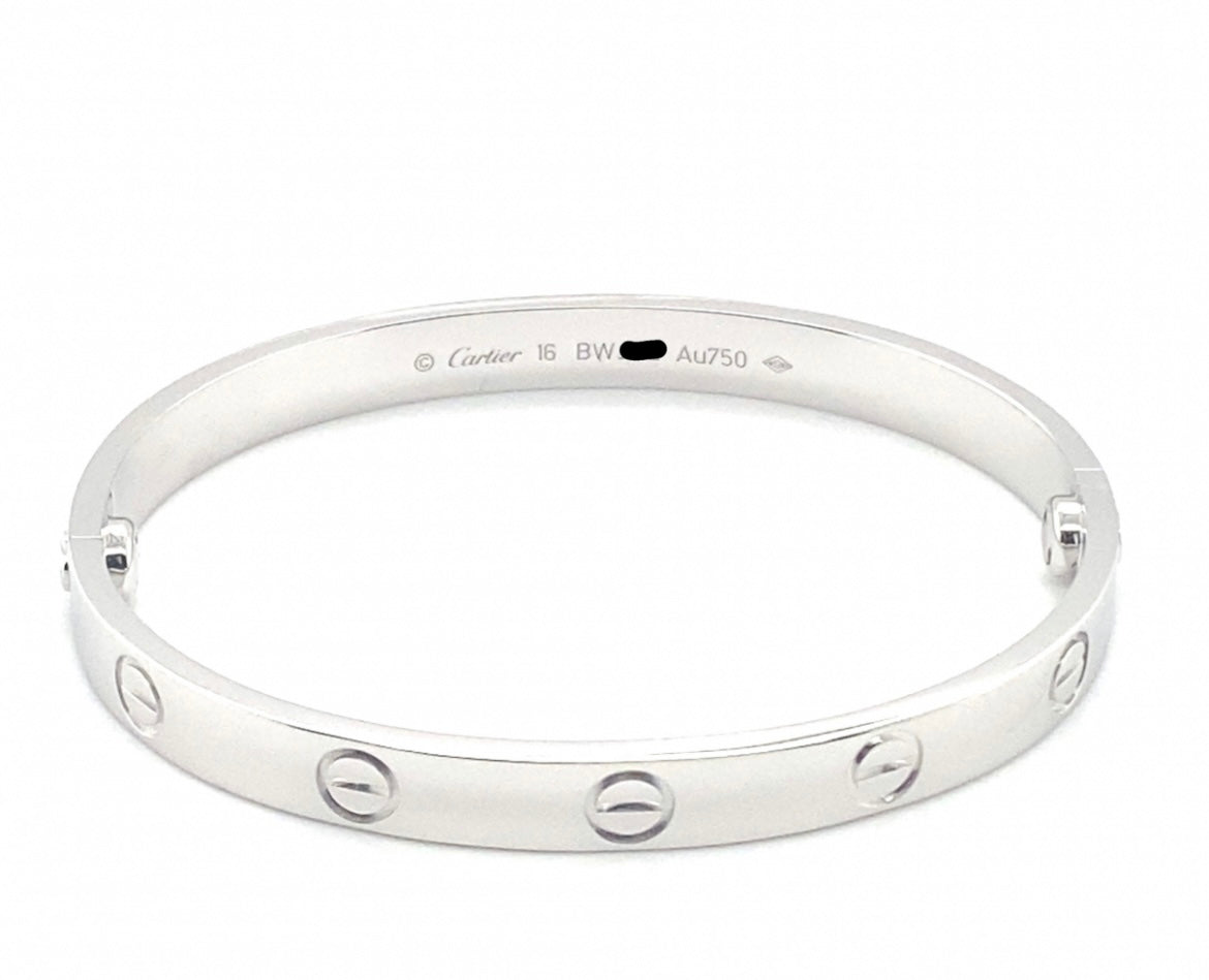 Cartier 18k White Gold Love bracelet Size 16