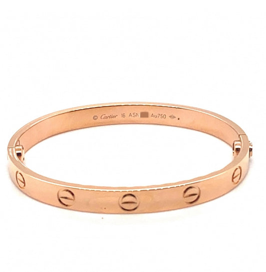 Cartier 18k Rose Gold love Bracelet Size 16