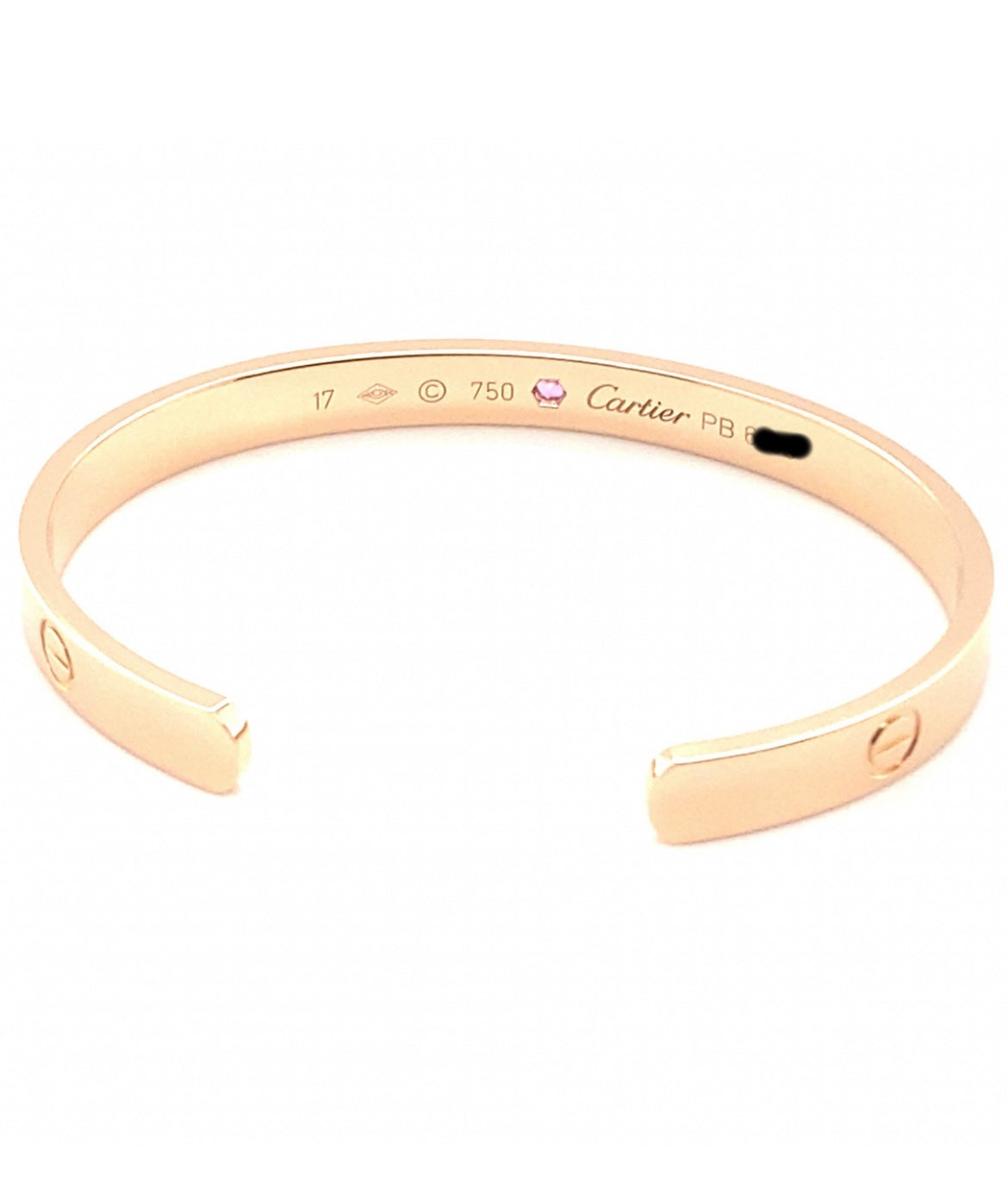 Cartier Rose Sapphire Love Cuff Bracelet Size 17