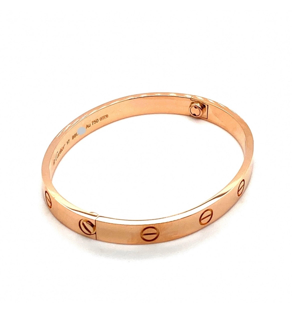 AUTHENTIC CARTIER 18K ROSE GOLD LOVE CLASSIC MODEL BRACELET SIZE 17