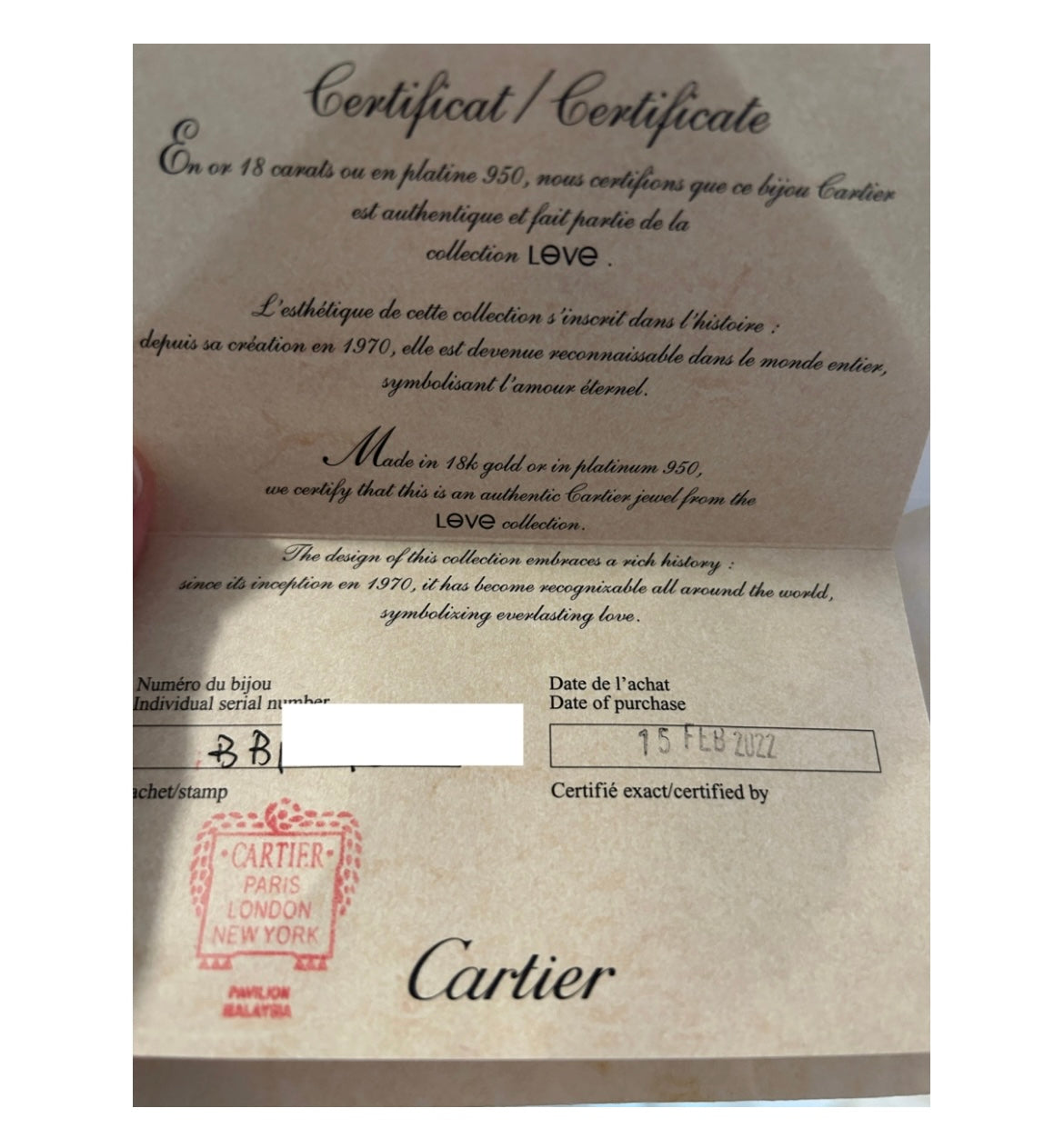 Cartier 18k Rose Gold 4 Diamonds Bracelet Size 17