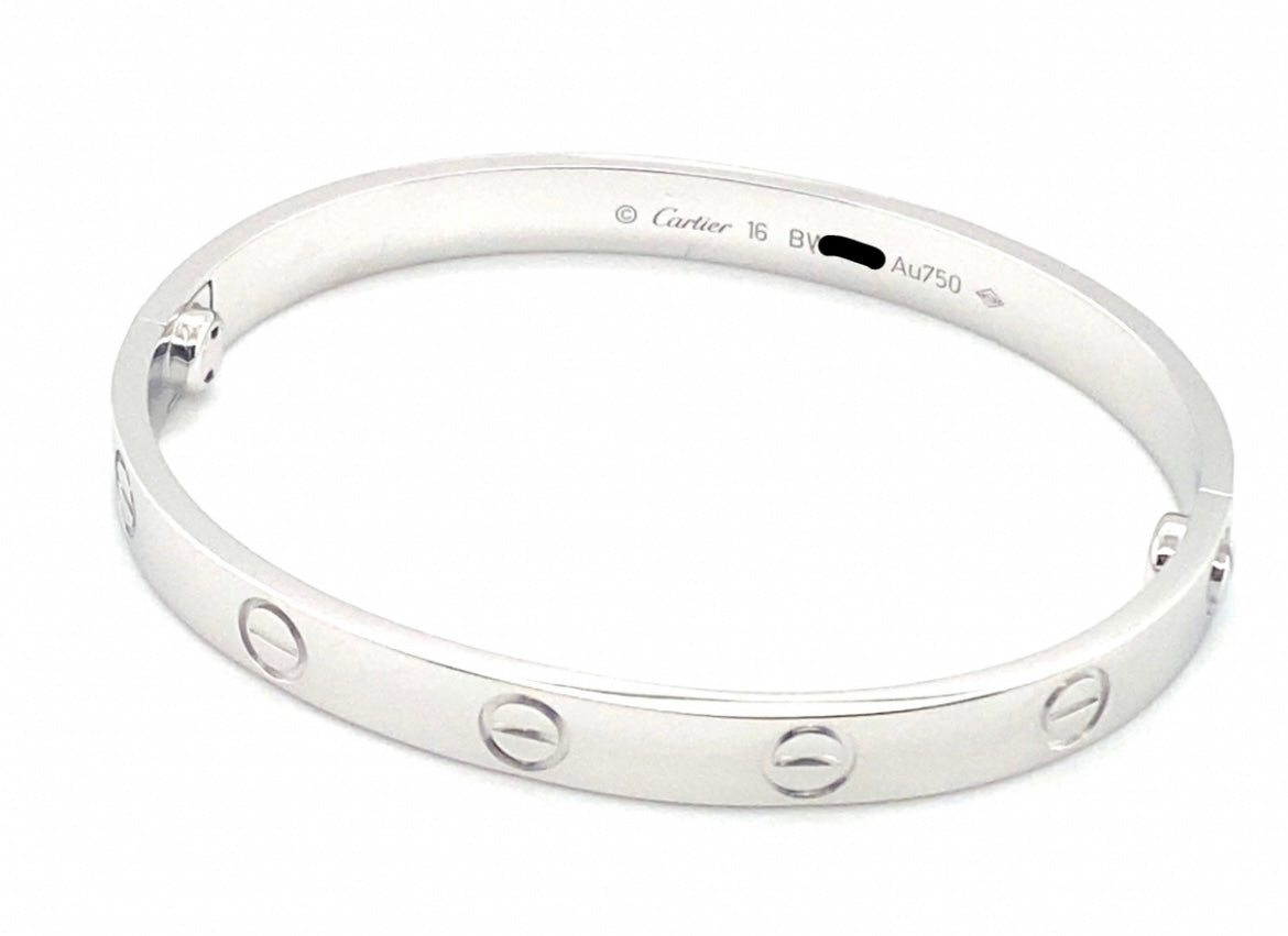 Cartier 18k White Gold Love bracelet Size 16
