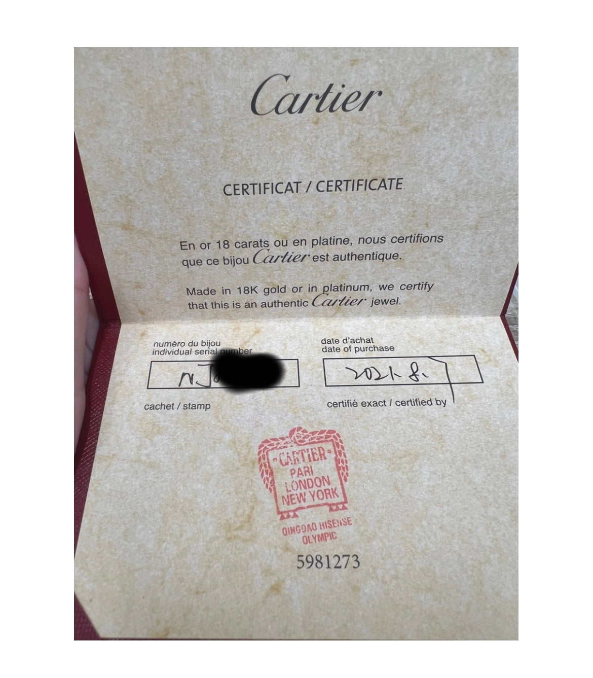 Cartier 18k Yellow Gold 4 Diamonds bracelet Size 19