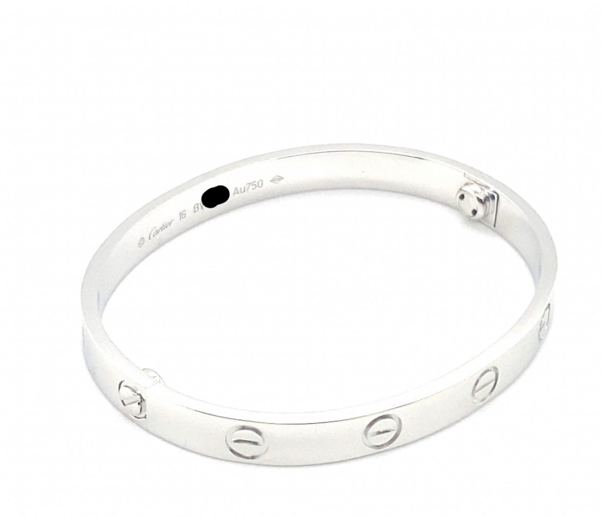 Cartier 18k White Gold Love bracelet Size 16