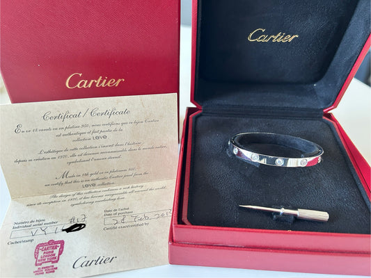 Cartier 18k White Gold 10 Diamonds Love Bracelet