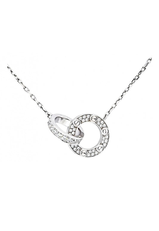 Cartier 18k White Gold full diamonds paved necklace