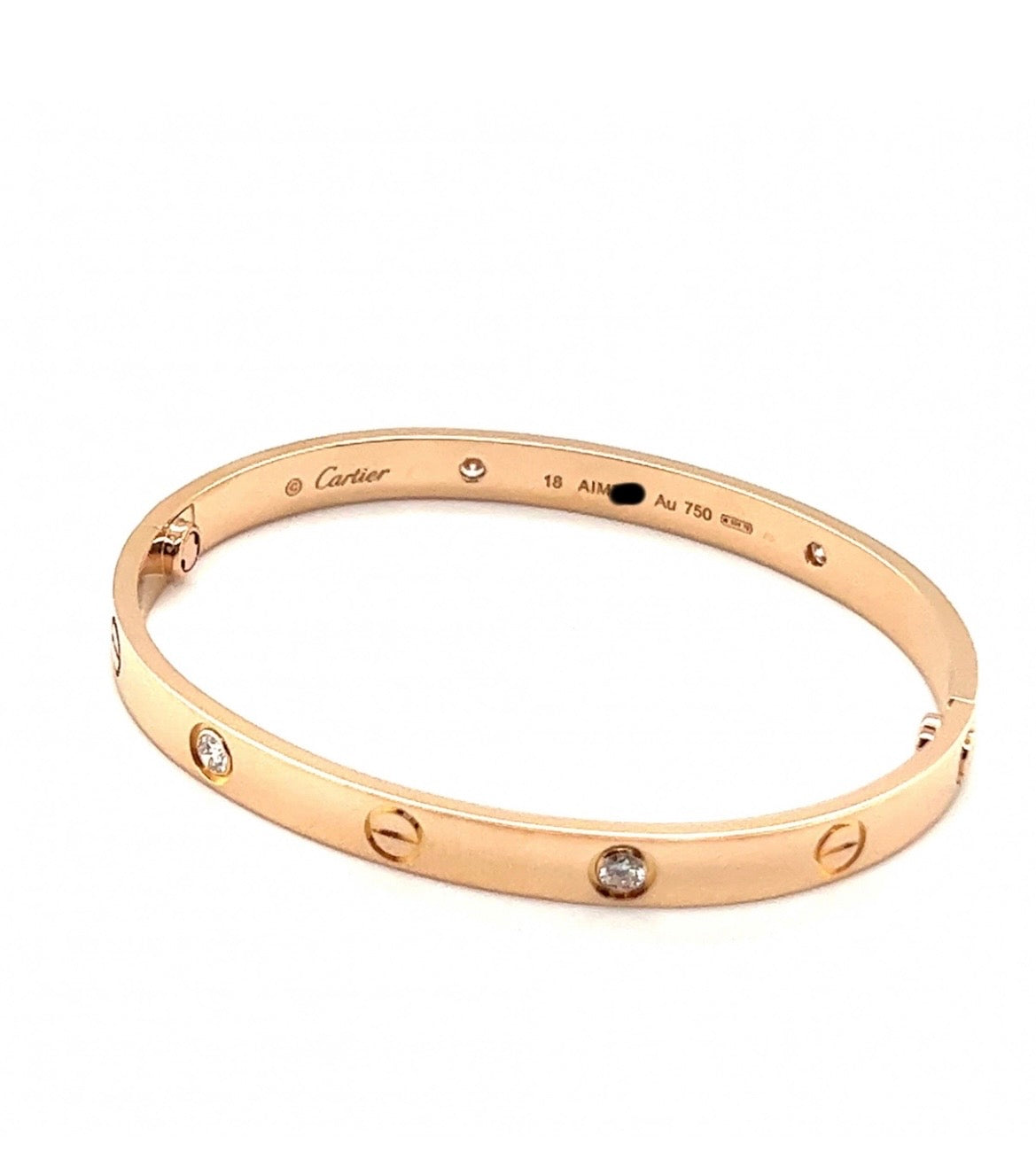 Cartier 18k Rose Gold 4 Diamonds love bracelet Size 18 CLASSIC MODEL