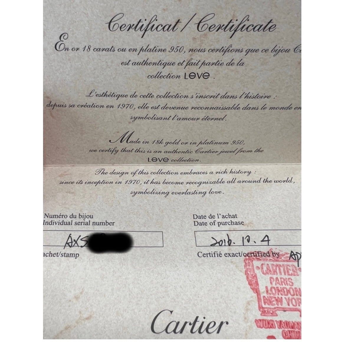 Cartier 18k Yellow Gold love bracelet Size 19