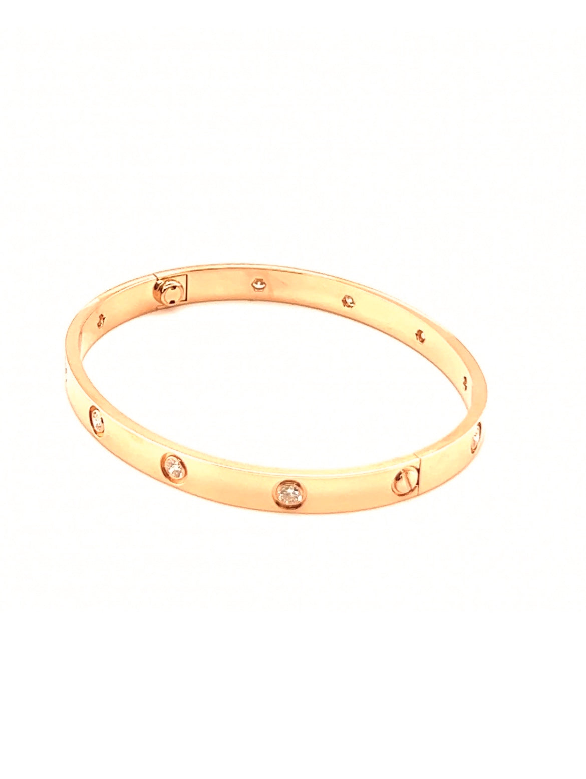Cartier 18k Rose Gold 10 Diamonds love bracelet Size 19