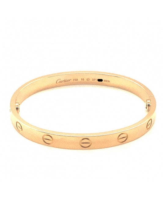 Cartier 18k Rose Gold Love Bracelet Size 16
