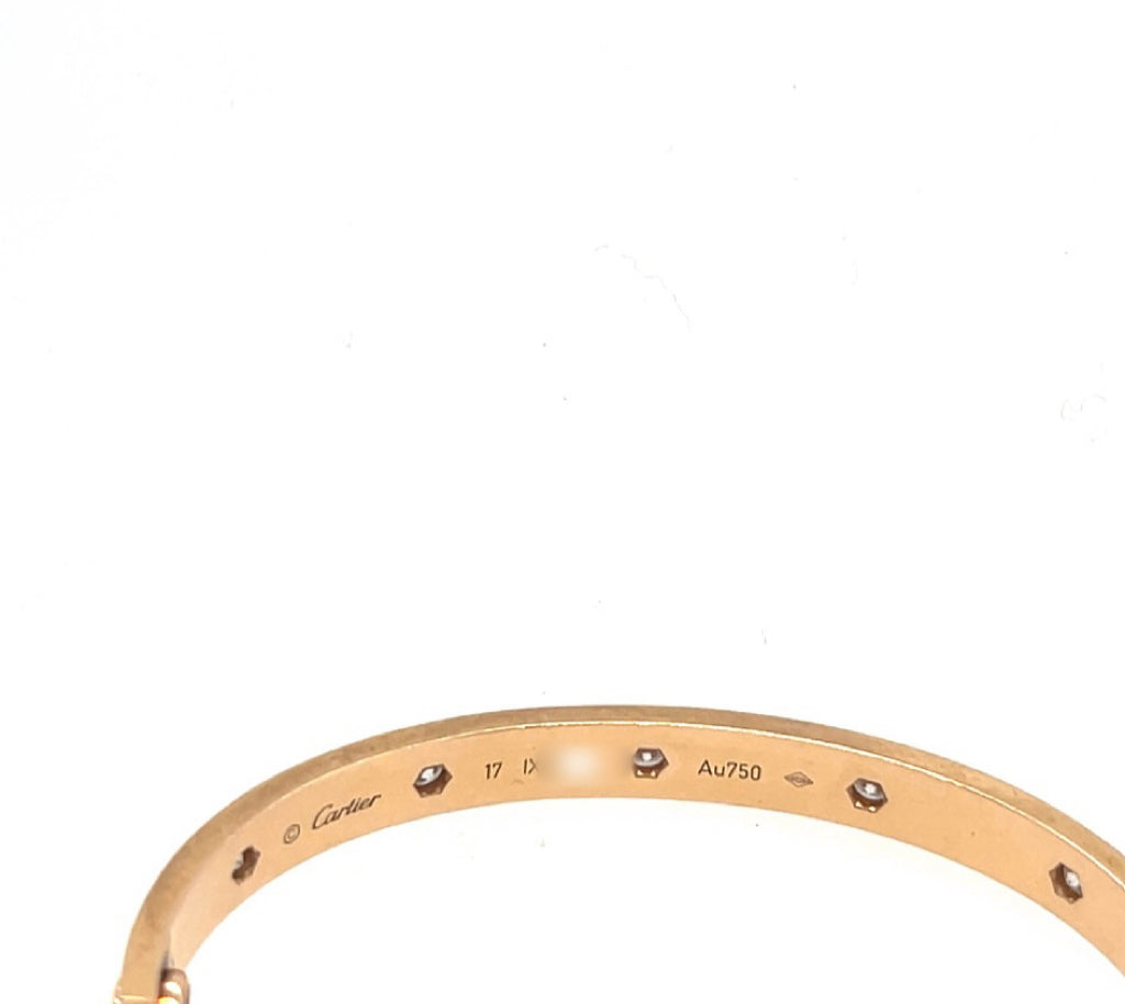 Cartier 18k Rose Gold 10 Diamonds CLASSIC Bracelet Size 17
