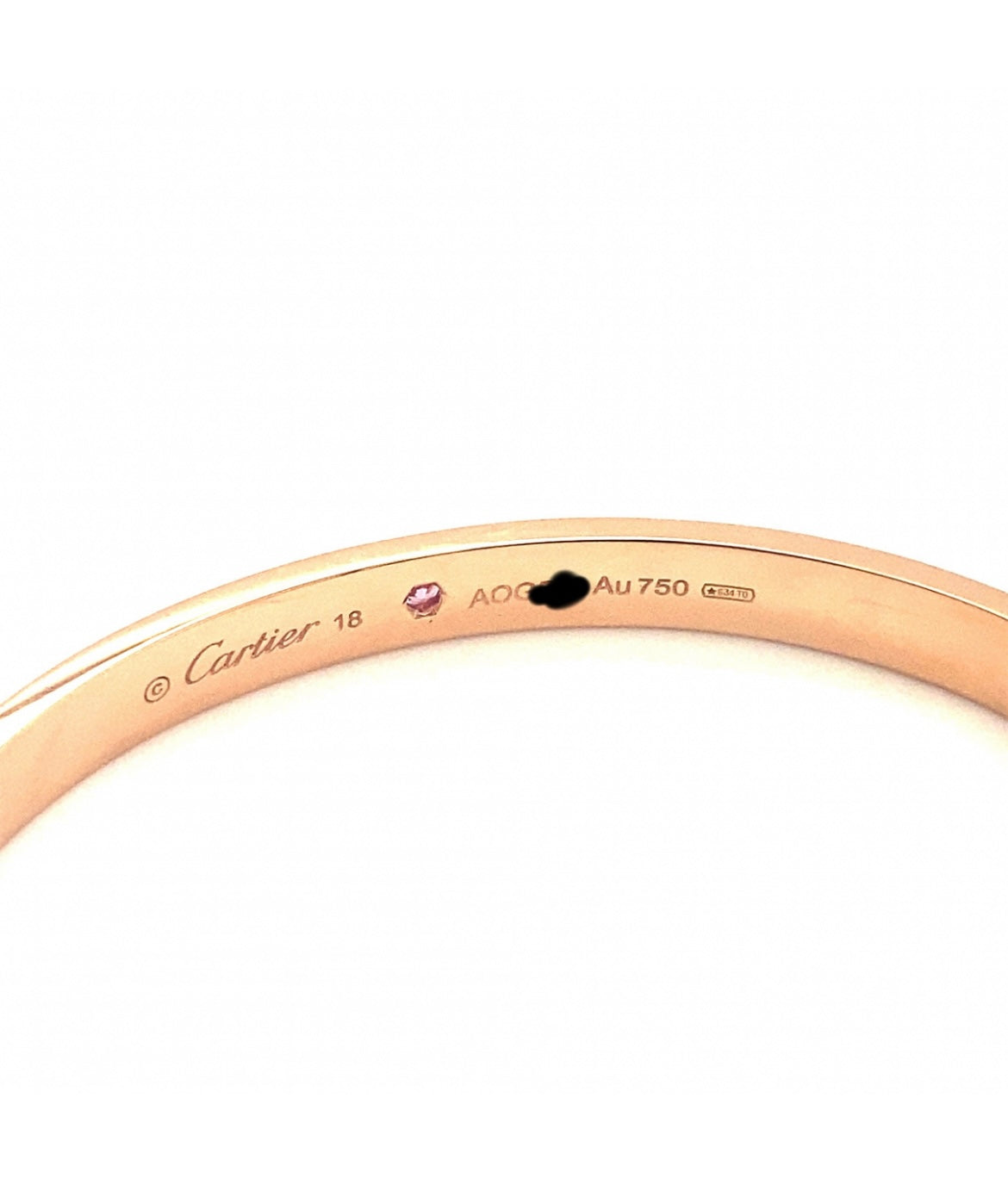Cartier Rose Sapphire Love Cuff Bracelet Size 18