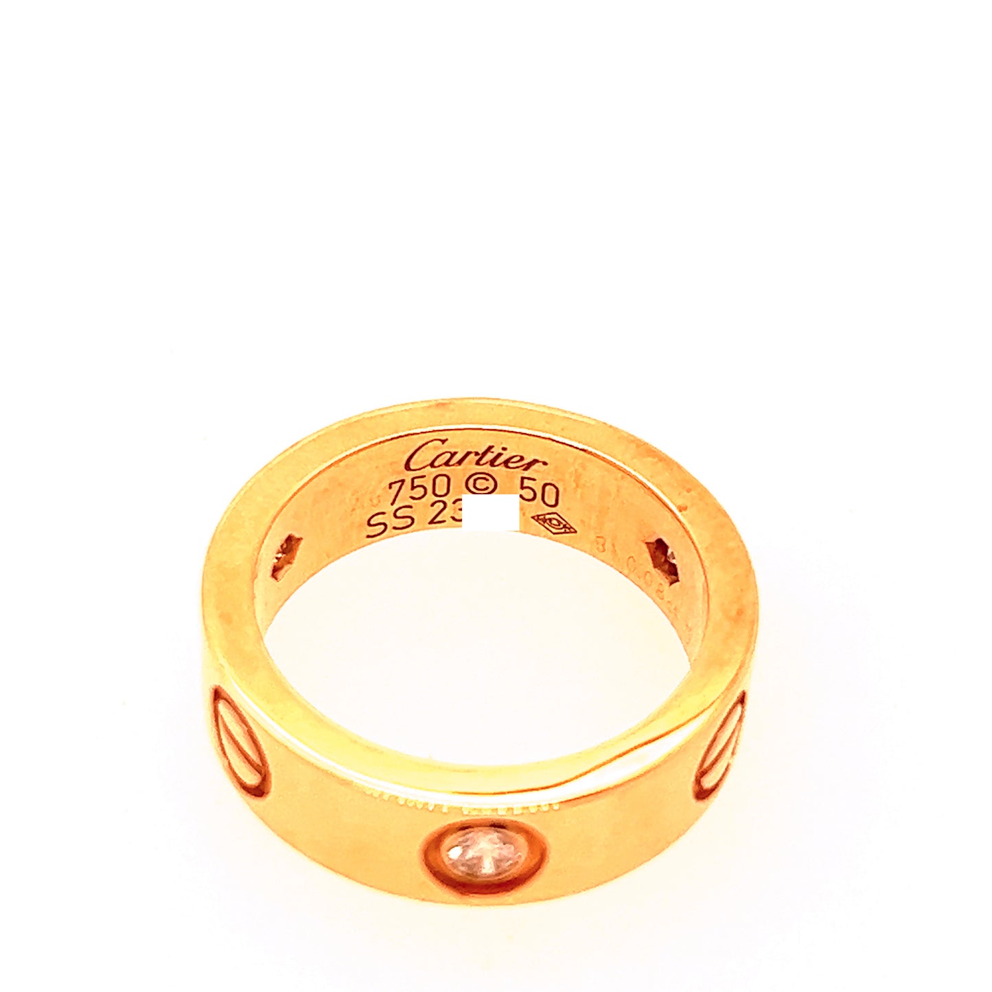Cartier 18K Pink Gold 3 Diamond 5.5mm LOVE Ring Size:50