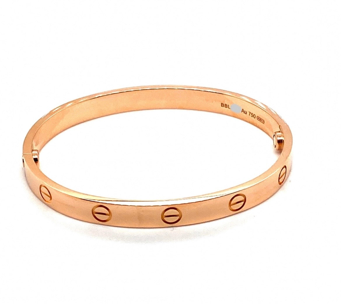 AUTHENTIC CARTIER 18K ROSE GOLD LOVE CLASSIC MODEL BRACELET SIZE 17