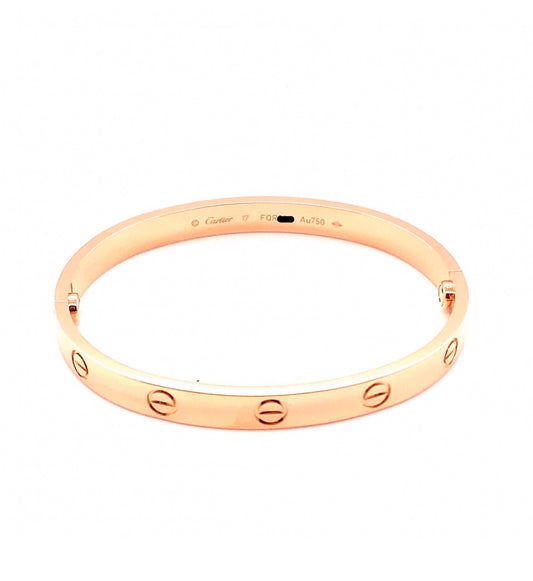 Cartier 18k Rose Gold Love CLASSIC Bracelet Size 17