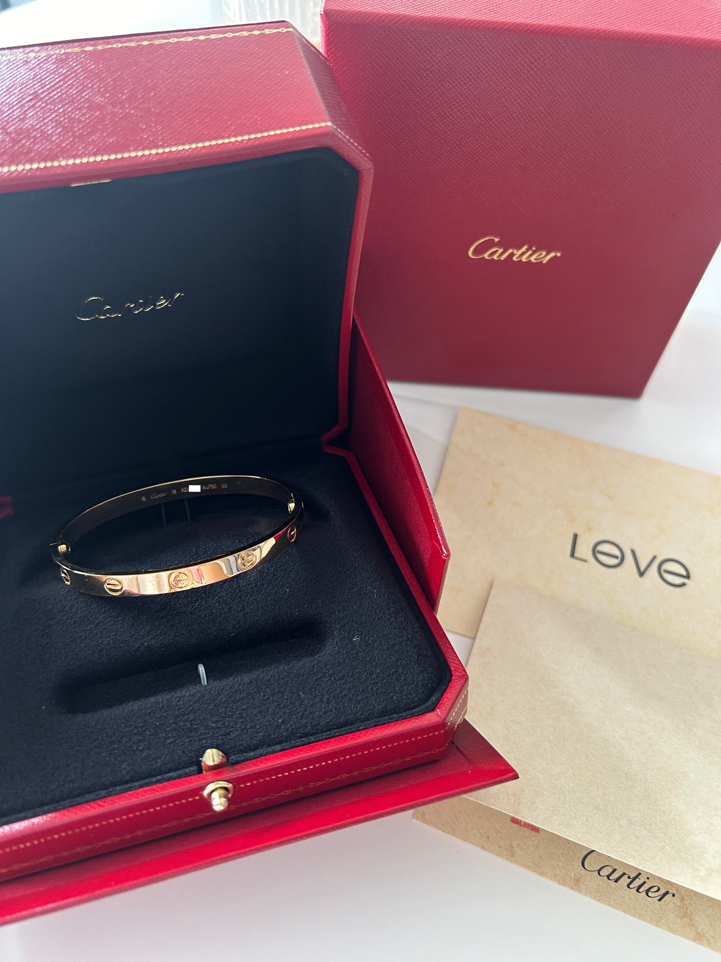 Cartier 18k Yellow Gold Love Bracelet Size 18