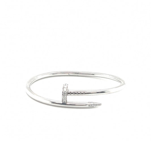 💯Authentic Cartier 18k White Gold Juste Un Clou Diamonds Bracelet 17