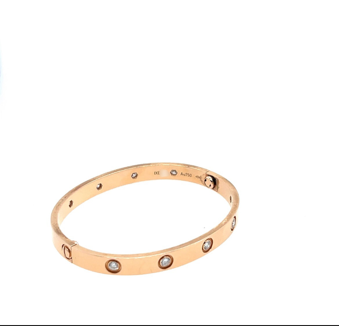 Cartier 18k Rose Gold 10 Diamonds CLASSIC Bracelet Size 17