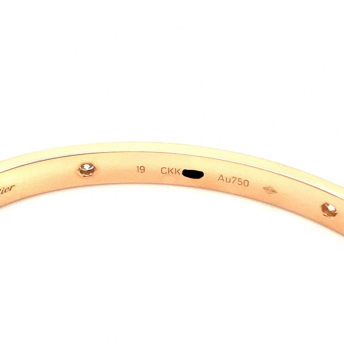 Cartier 18k Rose Gold 4 Diamonds Bracelet Size 19 CLASSIC MODEL