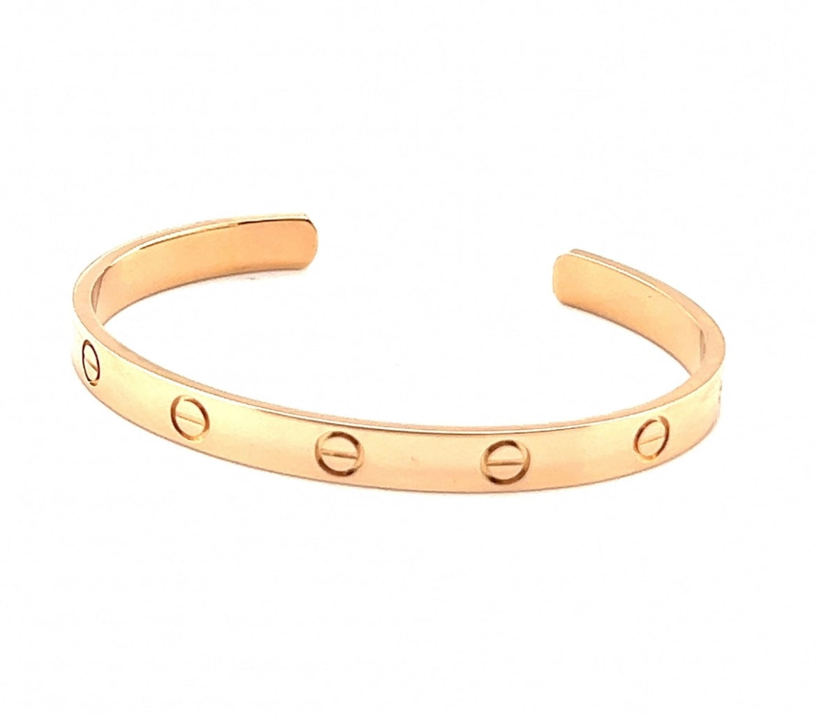 Cartier 18k Rose Gold love cuff bracelet Size 18