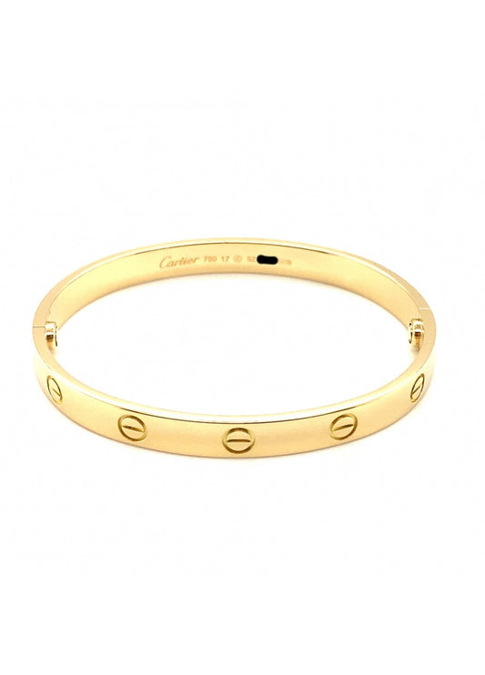 Cartier 18k Yellow Gold Love Bracelet Size 17