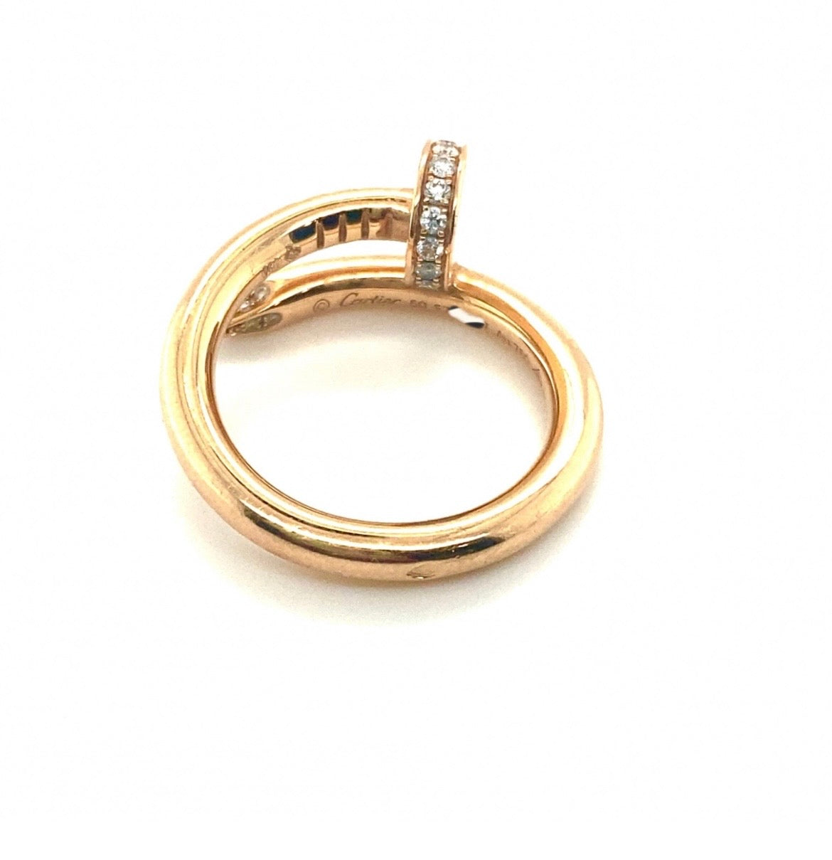 Cartier 18k Rose Gold Juste Un Clou CLASSIC Diamonds Ring Size 50