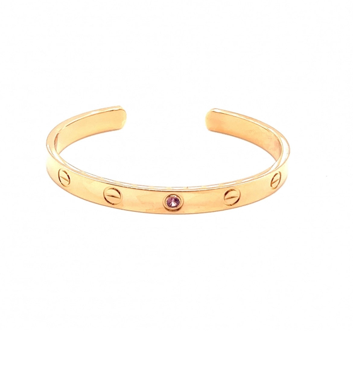 Cartier Rose Sapphire Love Cuff Bracelet Size 16