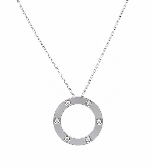 AUTHENTIC CARTIER 18K WHITE GOLD 6 DIAMONDS LOVE NECKLACE