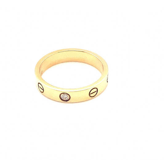 Cartier 18K Yellow Gold Love Small Model 1 Diamond Ring Size 53