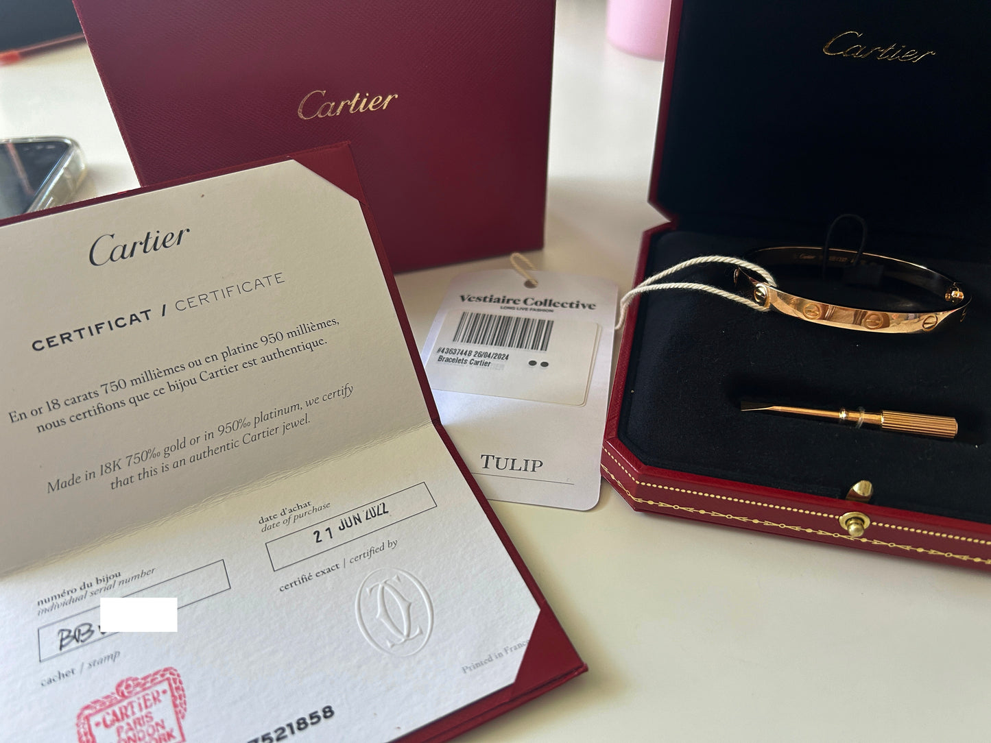 Cartier 18k Rose Gold Love Bracelet Size 17