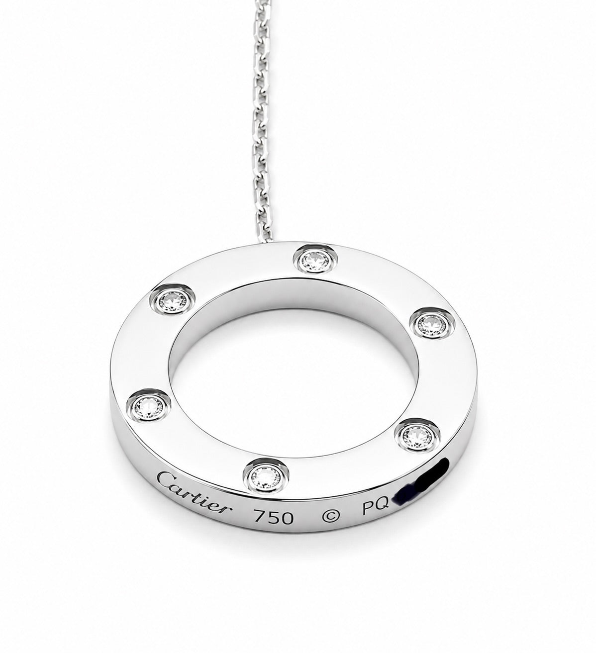 AUTHENTIC CARTIER 18K WHITE GOLD 6 DIAMONDS LOVE NECKLACE