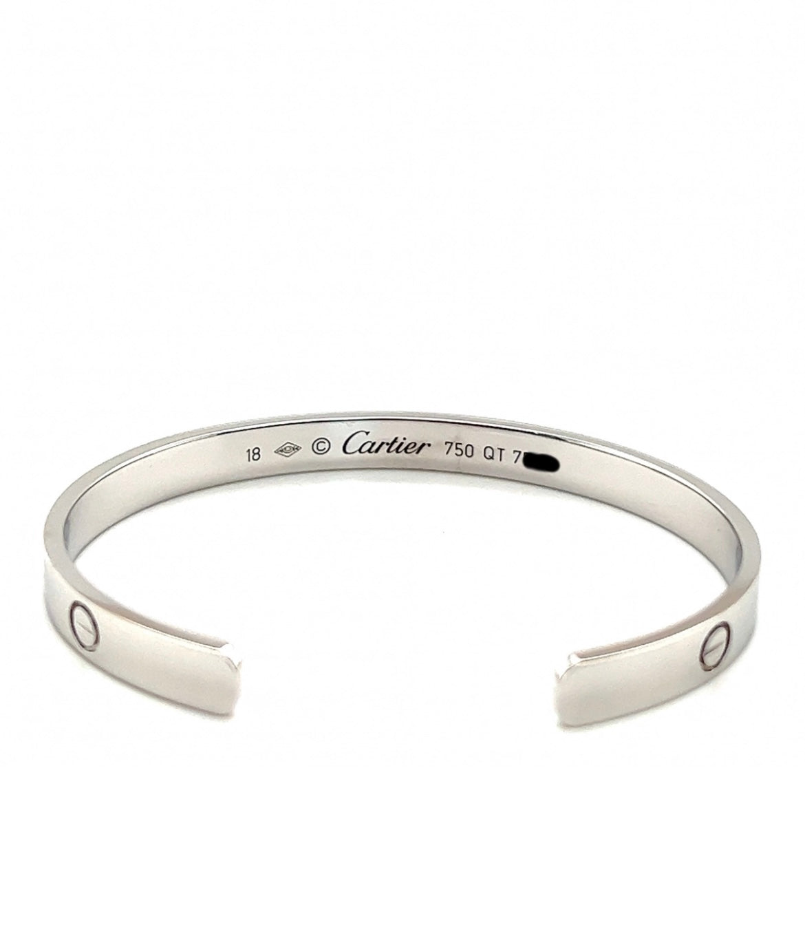 Cartier 18k White Gold love cuff bracelet size 18