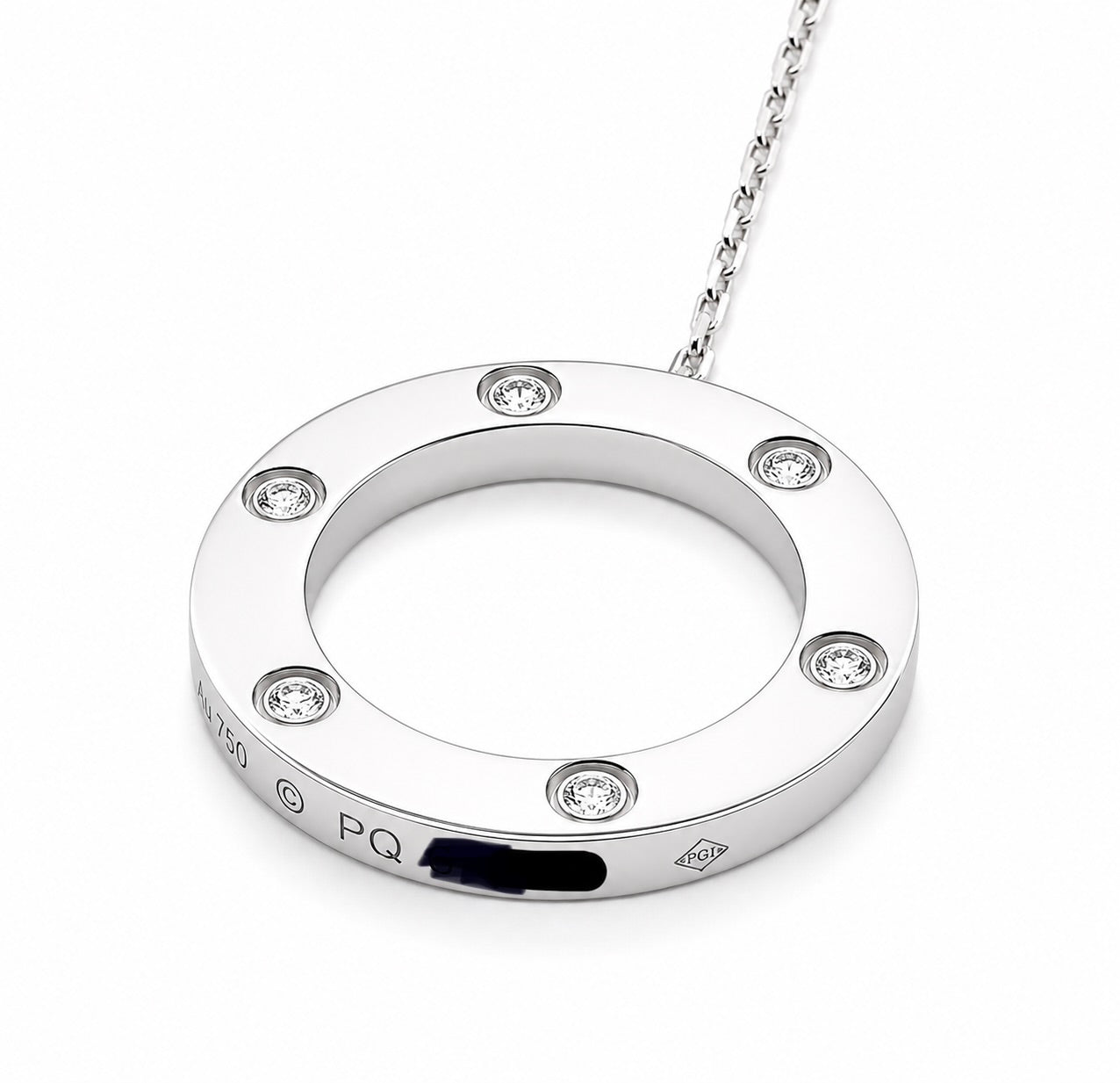 AUTHENTIC CARTIER 18K WHITE GOLD 6 DIAMONDS LOVE NECKLACE