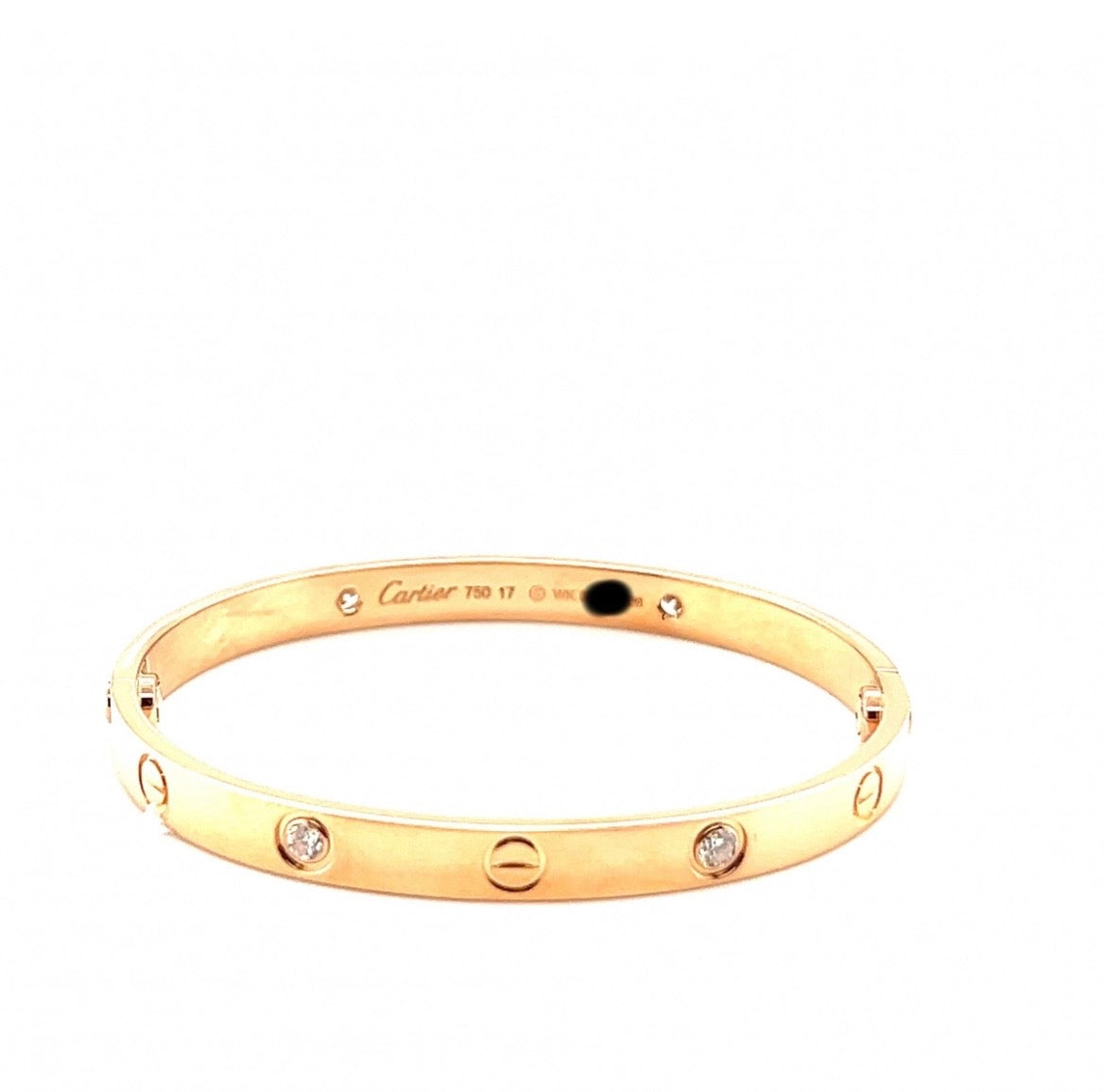 Cartier 18k Rose Gold 4 Diamonds CLASS Love Bracelet Size 17