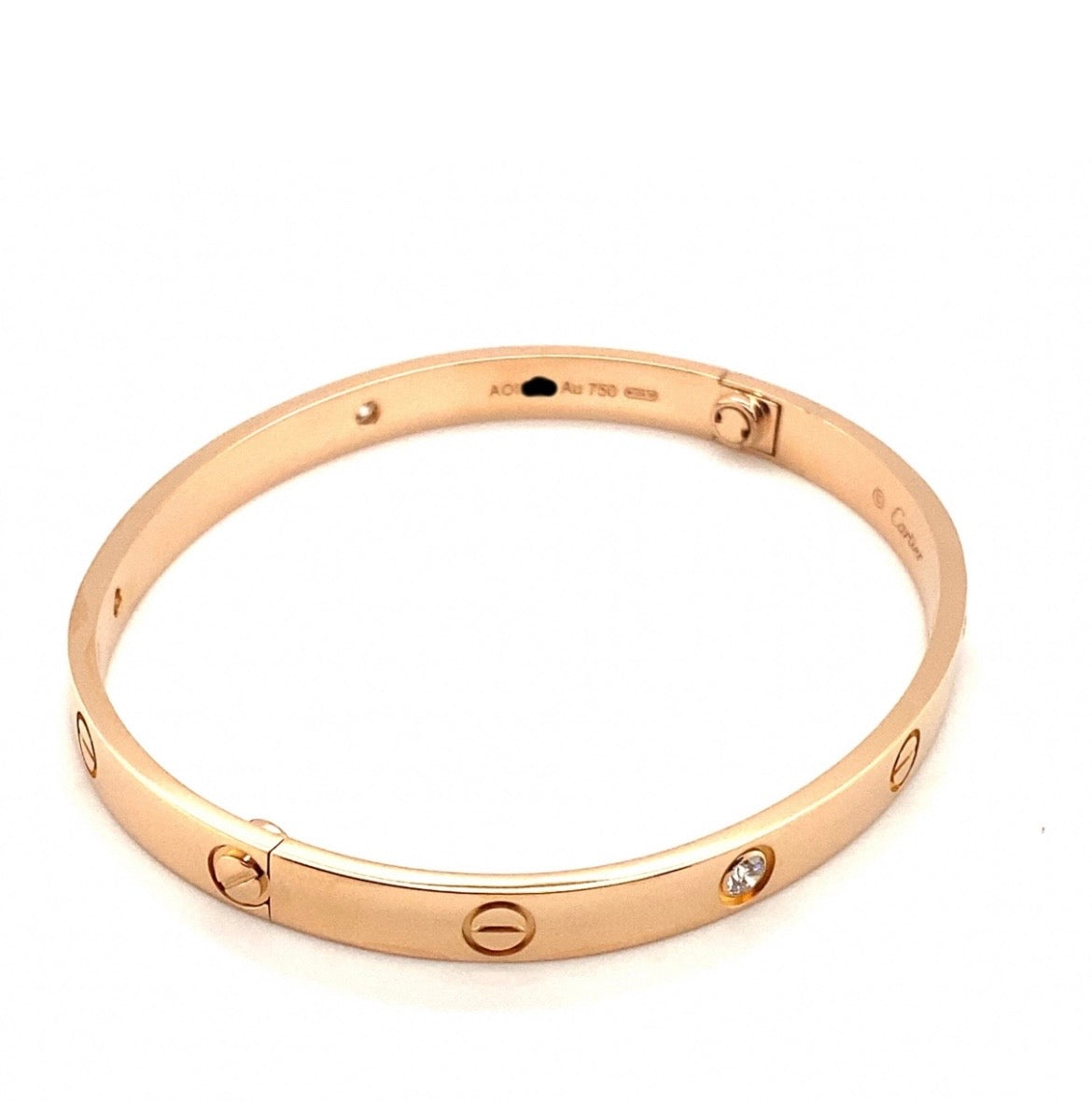 Cartier 18k Rose Gold 4 Diamonds Bracelet Size 19 CLASSIC MODEL