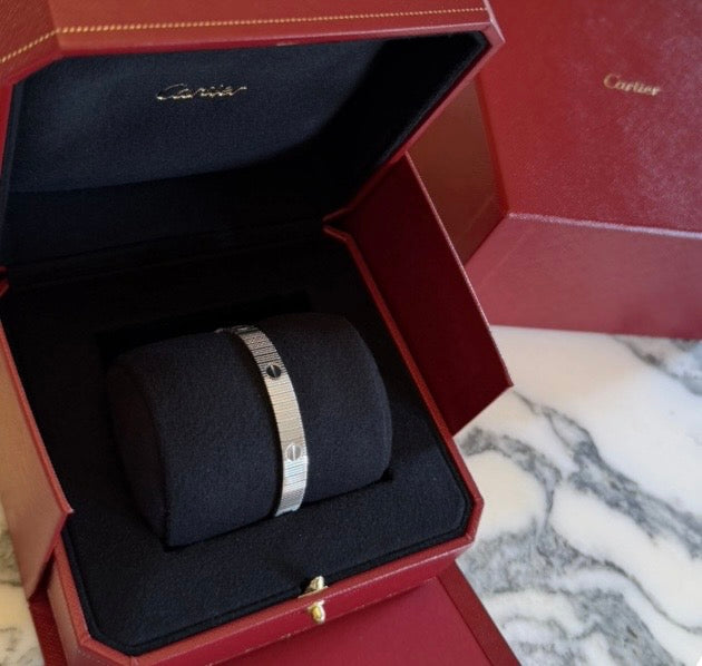 AUTHENTIC CARTIER LOVE UNLIMITED WHITE GOLD BRACELET SIZE 17