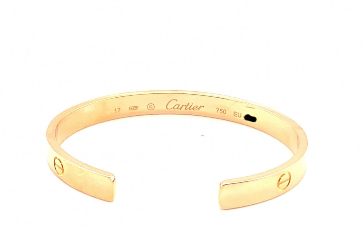 Cartier 18k Rose Gold Love cuff bracelet Size 17