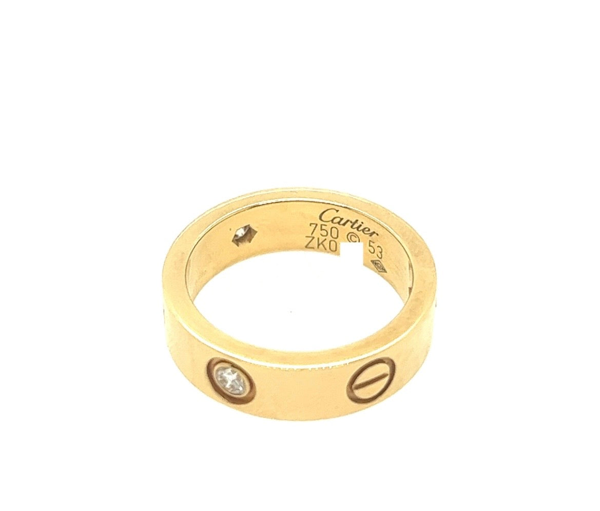 Cartier 18K Yellow Gold CLASSIC MODEL 3 Diamonds Ring EU 53