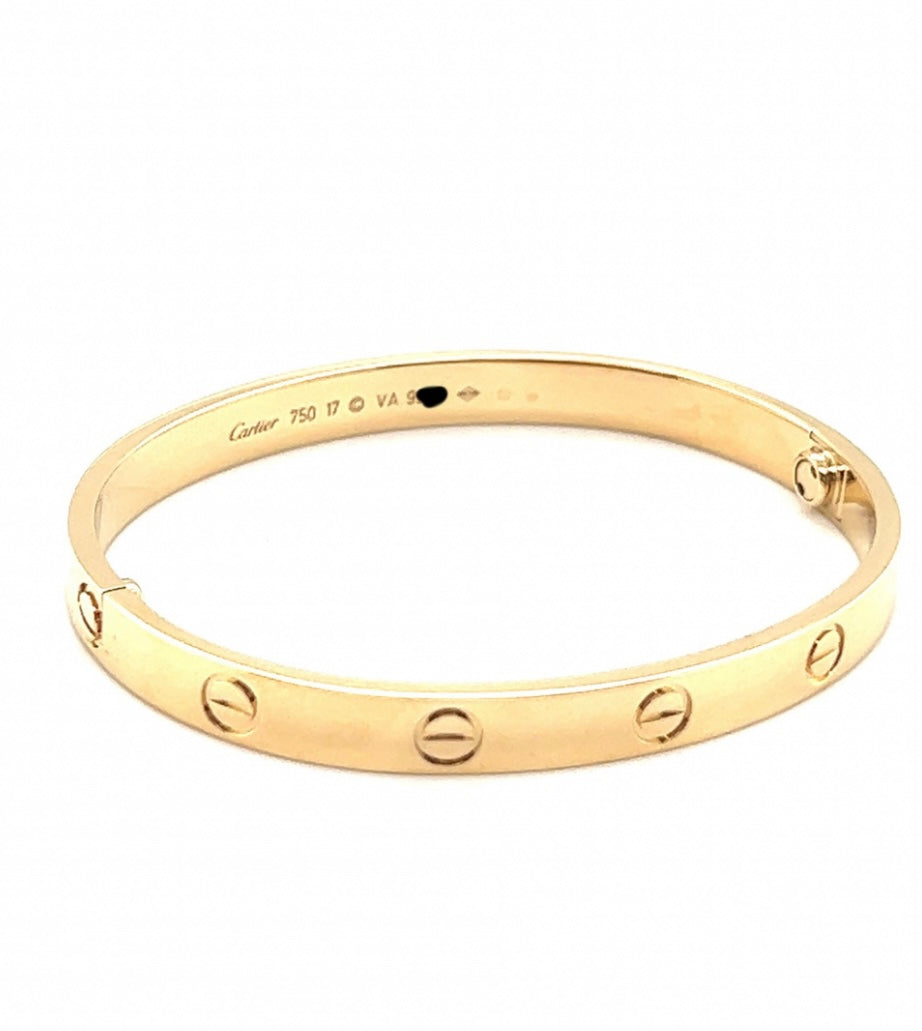 Cartier 18k Yellow Gold Love Bracelet Size 17