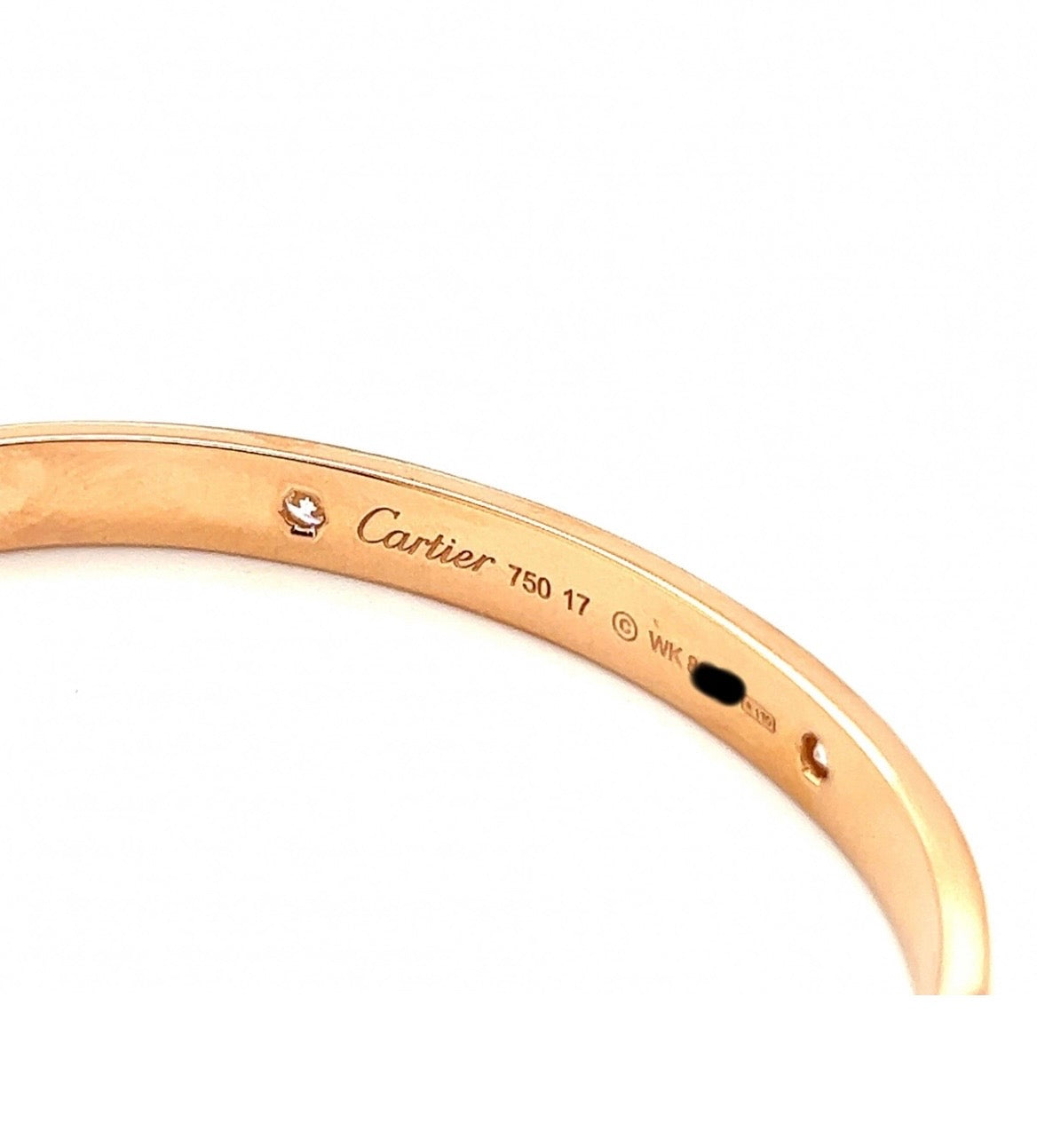 Cartier 18k Rose Gold 4 Diamonds CLASS Love Bracelet Size 17