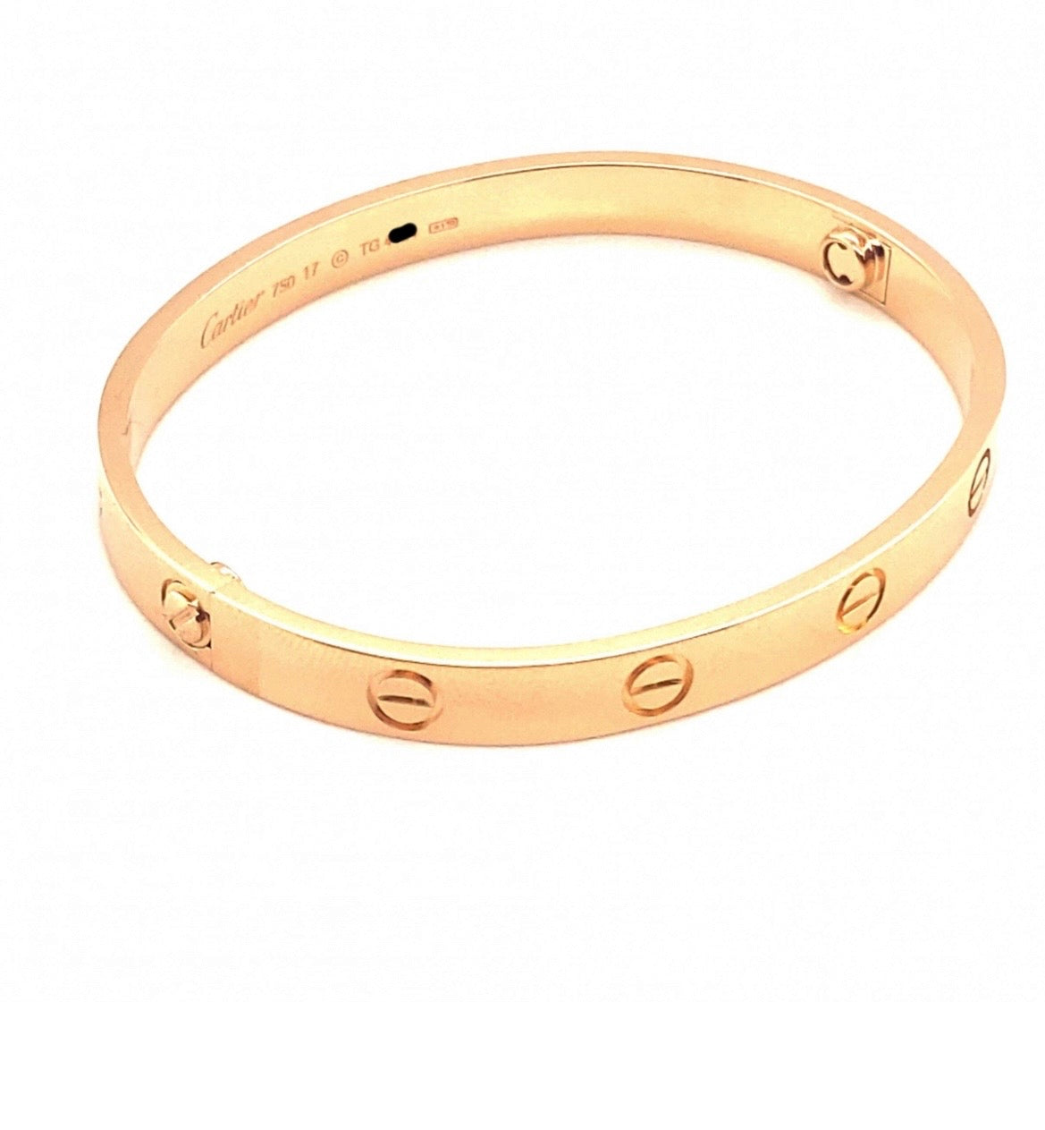 AUTHENTIC CARTIER 18K ROSE GOLD LOVE CLASSIC MODEL BRACELET SIZE 17