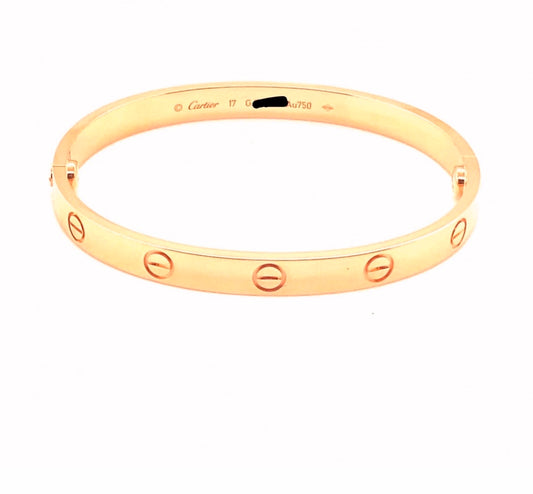 Cartier 18k Rose Gold love CLASSIC Bracelet Size 17