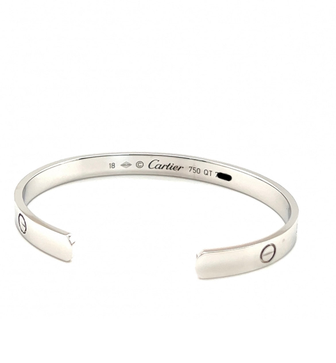 Cartier 18k White Gold love cuff bracelet size 18