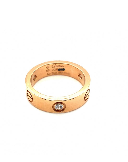 Cartier 18k Rose Gold 3 Diamonds CLASSIC Ring Size 56