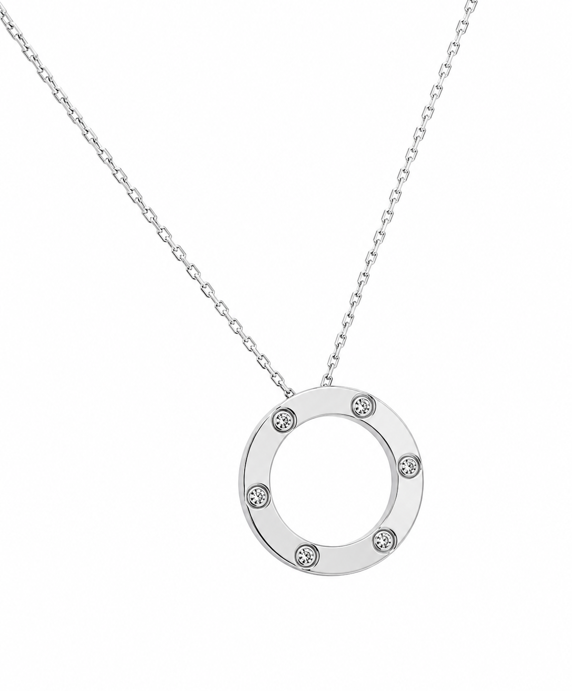 AUTHENTIC CARTIER 18K WHITE GOLD 6 DIAMONDS LOVE NECKLACE