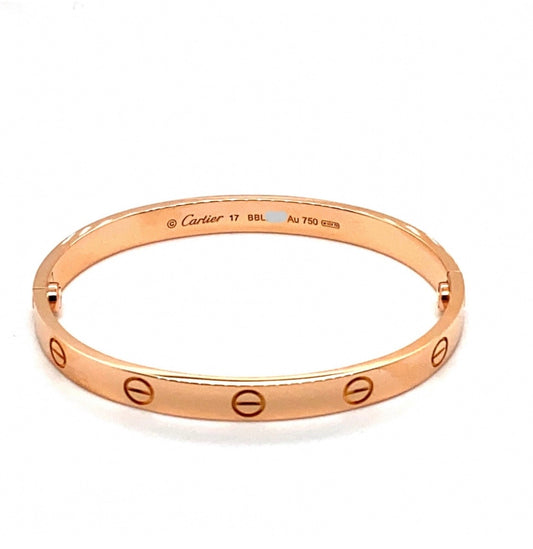 AUTHENTIC CARTIER 18K ROSE GOLD LOVE CLASSIC MODEL BRACELET SIZE 17