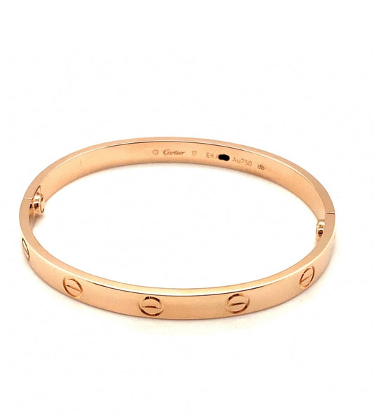 💯Authentic Cartier 18k Rose gold Love Bracelet Size 17 CLASSIC MODEL